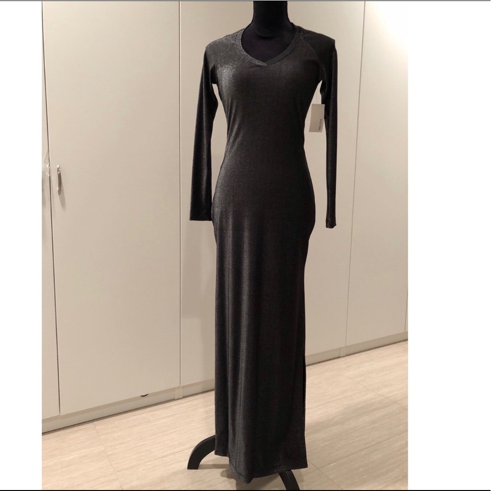 Evening silver metallic stretch dress. Fit SZ XS-S